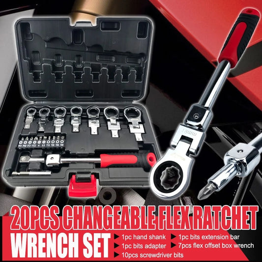 20-piece removable movable head ratchet wrench set(50%OFF)