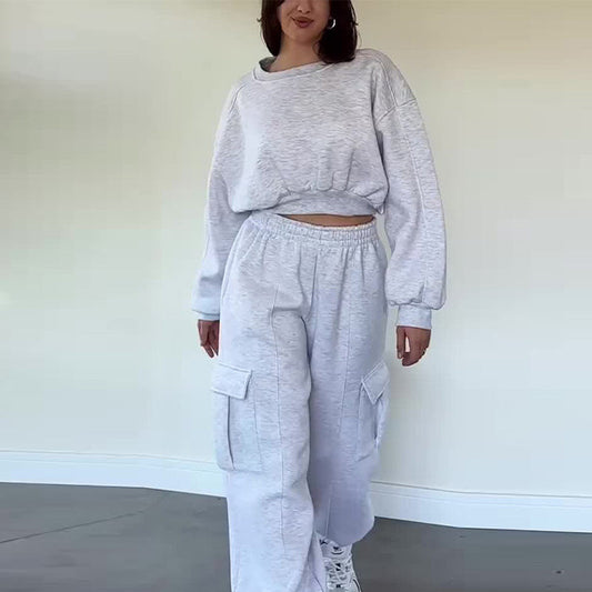 Women’s Round Neck Sweatshirts & Sweatpants 2-Piece Set