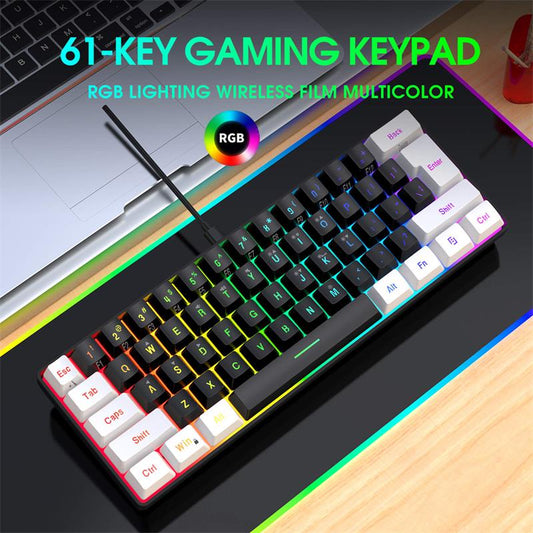 Compact 61-Key RGB Luminous Translucent USB Keyboard